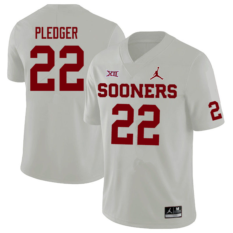 Oklahoma Sooners #22 T.J. Pledger College Football Jerseys Sale-White